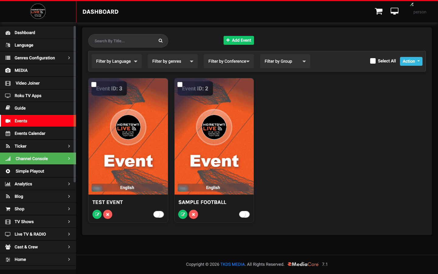 Event archive management