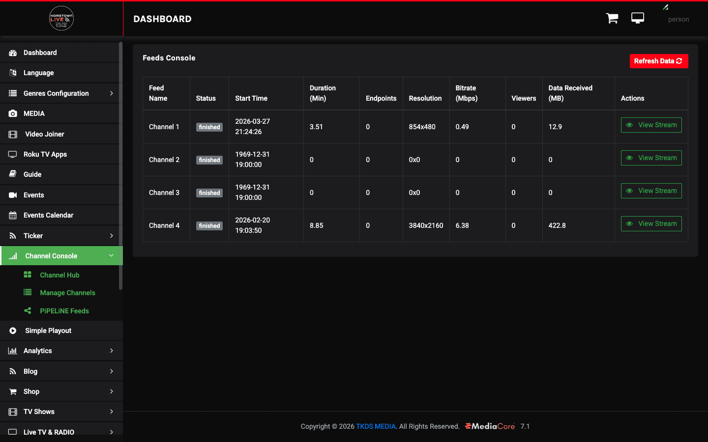 Live feed monitoring
