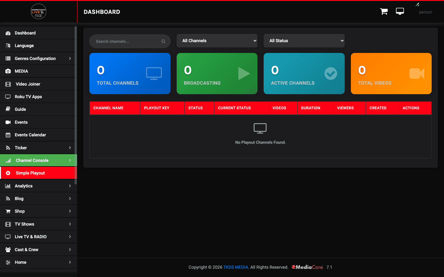Mobile broadcast control interface