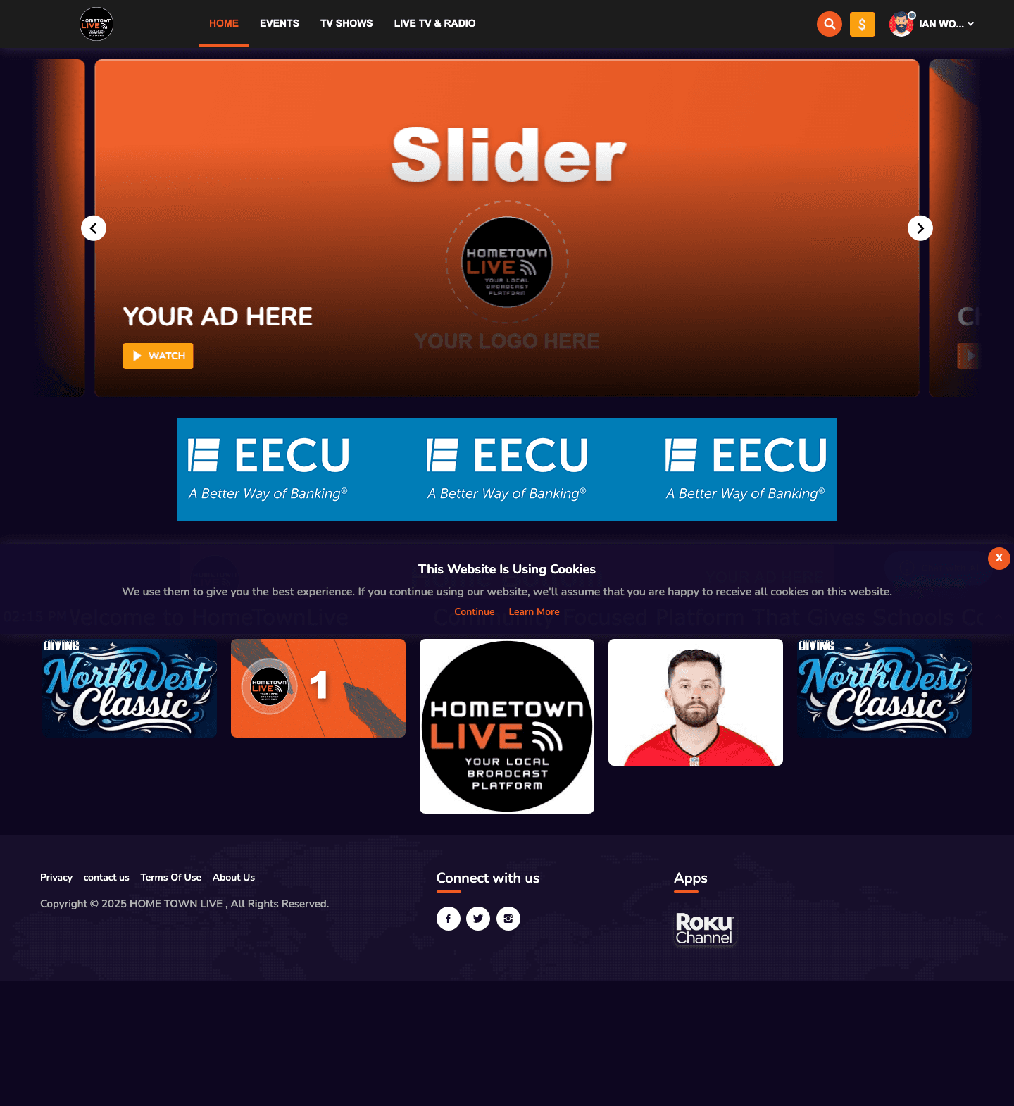 Fan-facing school homepage