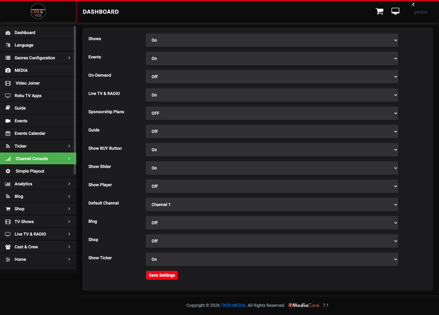 Show Ticker toggle in Menu Settings
